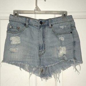 High Rise Dree Cheeky Distressed Denim Shorts by BDG 27W